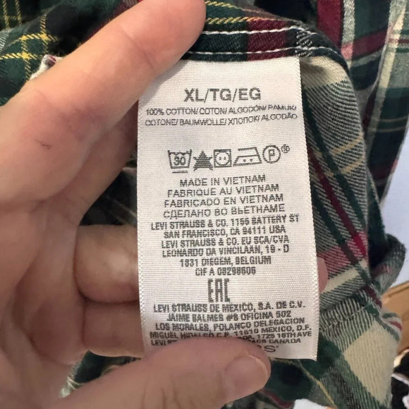 Dockers men flannel shirt size XL green red‎  white - Picture 5 of 5